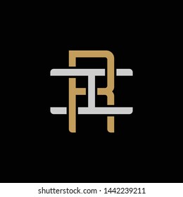Initial letter I and R, IR, RI, overlapping interlock logo, monogram line art style, silver gold on black background