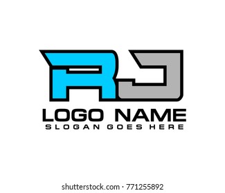 Initial letter R & J logo template vector