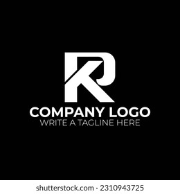 Initial letter R K black and white logo design