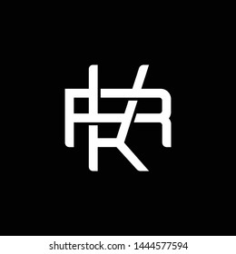 Initial letter R and K, RK, KR, overlapping interlock monogram logo, white color on black background