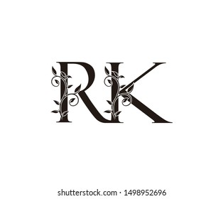 Initial letter R and K, RK, vintage Logo Icon, classy black letter monogram logo icon suitable for boutique,restaurant, wedding service, hotel or business identity.