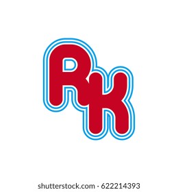 initial letter r and k. rk monogram outline logo