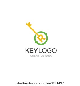 Initial letter R Key logo Concept, Key with Letter R, Vector Logo Design Template