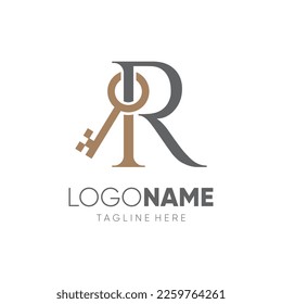 Initial Letter R Key Logo Design Vector Icon Graphic Emblem Illustration