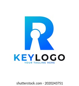 Icono de logotipo de teclado de la letra inicial R. Diseño del logotipo de vectores de protección de logotipos