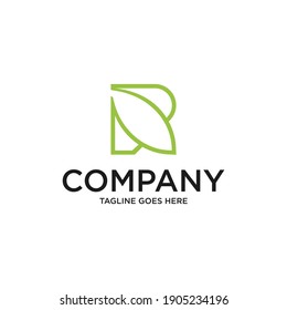 Initial Letter R and Leaf Linked Logo. with green color isolated on white Background. Usable for Business and Branding Logos. Flat Vector Logo Design Template Element.