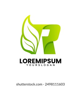 initial letter r leaf logo design 