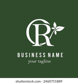 Initial Letter R with Leaves for Beauty, Cosmetic, Skincare, Salon, Spa and Wellness Business Logo Idea Vector