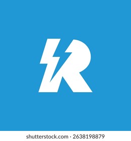 Initial Letter R Lightning Voltage Logo design vector template