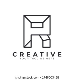 Initial Letter R line logo design. Geometric Line Style. Graphic alphabet symbol. Usable for Business and Branding Logos. Flat Vector Logo Design Ideas Template Element. Eps10 Vector