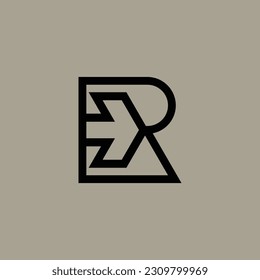 letra inicial R líneas flecha dirección hacia delante logotipo