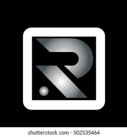 initial letter R linked design box logo black silver