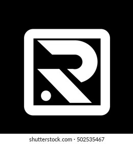 initial letter R linked design box logo black white