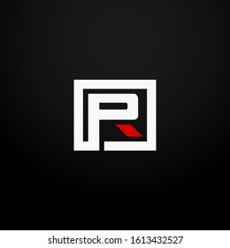 Initial letter R linked square logo white and red color. Corporate identity design template element. Industry, finance, bank logotype. Square group, technology interaction, network integrate concept.