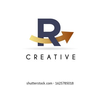 Initial Letter R Logo with arrow icon design