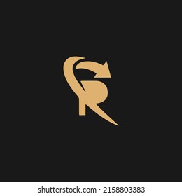 letra inicial logotipo R con forma de flecha, letra R modelo de logotipo de negocio de viajes
