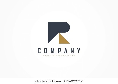 Initial Letter R Logo. Black and Gold R Letter Isolated On White Background. Flat Vector Logo Design Template Element Usable For Real Estate Logos.