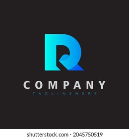 Initial Letter R Logo. Blue Modern Monogram Letter R isolated on Black Background. Usable For Business, Identity, Brand and other.