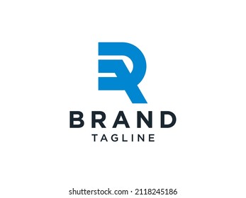 Logo de la letra inicial R. Línea Azul aislada en fondo blanco. Usable para logotipos de empresas, tecnología y promoción de marca. Elemento de plantilla de diseño de logotipo de vectores planos.