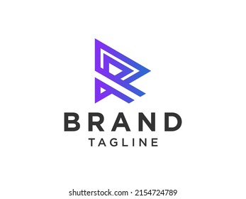 Initial Letter  R Logo. Blue Geometric Linear Rounded Style isolated on White Background. Usable for Business and Branding Logos. Flat Vector Logo Design Template Element.
