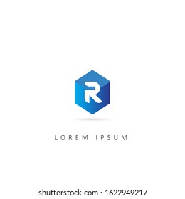 Initial Letter R Logo with Box Element, Design Vector Box Logo template
