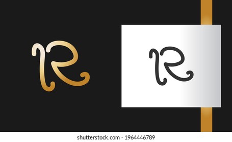 Initial Letter R Logo with Cartoon Style in Gold Gradient. Usable for Business and Technology Logos