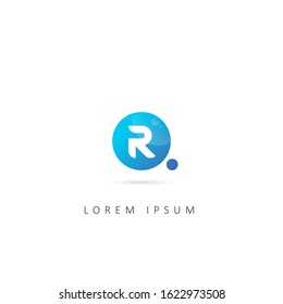 Initial Letter R Logo With Circle and dot element. design vector logo template