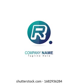 Initial Letter R Logo With Circle and Dot Element. Design Vector Logo Concept
