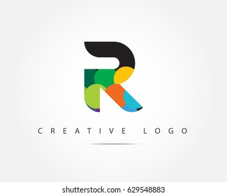 Initial Letter R logo with Circle Colorful