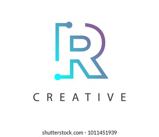 Initial Letter R logo Connected circle symbol. Design Template Element