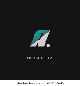 Initial Letter R Logo with Cutted Design. Design vector illusttration logo template