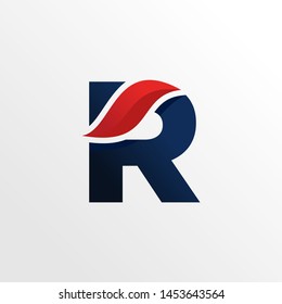 Initial Letter R Logo Design with Red Weave
