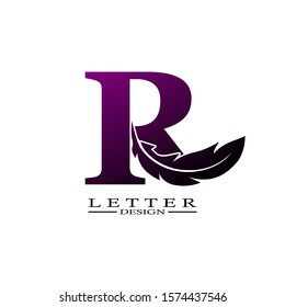 Initial Letter R Logo. Design concept  luxury feather element and Letter R  for corperate, lawyer, notary, firm and more brand identity.