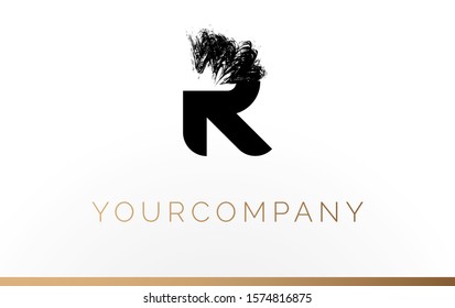Initial Letter R Logo Design Template Element. With Brush Paint Stroke