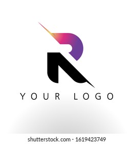 Initial Letter R Logo Design With Creative Lines and Swosh in Purple color vector template