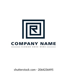 Initial Letter R Logo design. R monogram Inside Square. Design Vector Icon Template Element