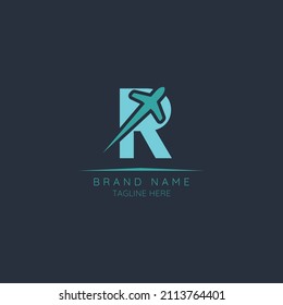 Initial letter R logo design incorporated plane. Minimalist and modern vector illustration design suitable for business. Airline, airplane, aviation, travel logo template.