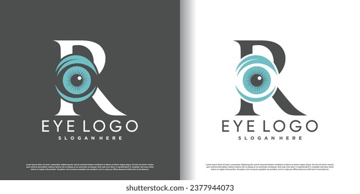 initial letter r logo design template with eye concept premium vector