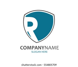 Initial Letter R logo design with Shield