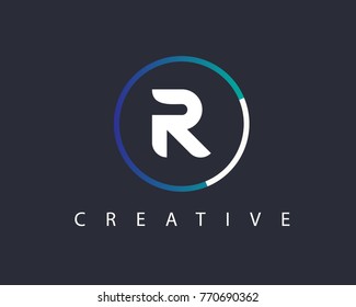 Initial Letter R logo Design Template With Circle Colored