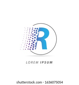 Initial Letter R Logo with Dots. Fast Logo Design Vector Template 