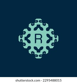 Initial letter R Logo. A Dynamic Emblem of Science, Health, and Innovation