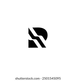 initial Letter R Logo, Flat Vector Logo Design Template simple abstract black color.