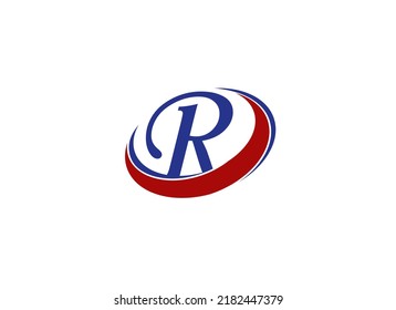 Logo de la letra inicial R. Letra de forma geométrica R con icono de globo aislado en fondo blanco. Usable para Logos de Tecnología, Negocios y Branding. Elemento de plantilla Diseño de vector plano