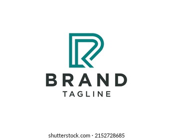 Logo de la letra inicial R. Carta verde con línea aislada en fondo blanco. Usable para logotipos de marca. Elemento de plantilla de diseño de logotipo de vectores planos