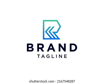 Initial Letter R Logo. Green Linear Style isolated on White Background. Usable for Business and Building Logos. Flat Vector Logo Design Template Element.