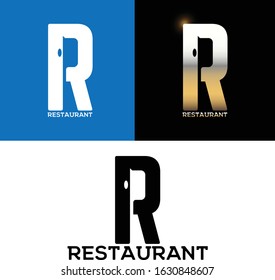 Initial Letter R Logo with Pan for Restaurant logo Template. Editable file EPS10.