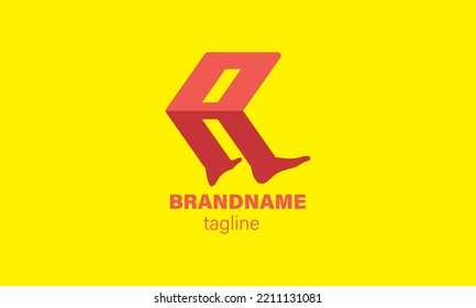 Initial Letter R or A Logo With People Foot.Flat Vector Logo Design Template Element. Letter r or a logo icon design template elements vector image.