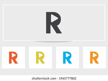 Initial Letter R Logo with Play Icon. R with Play logo design vector template