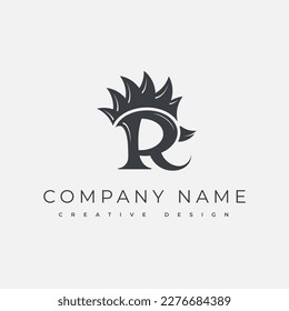 Initial Letter R Logo. Sign silhouette head rooster with crest, beak and sharp spur. Icon can be similar bird rooster, chicken. Vector illustration. Used for agricultural industry, farming, poultry.